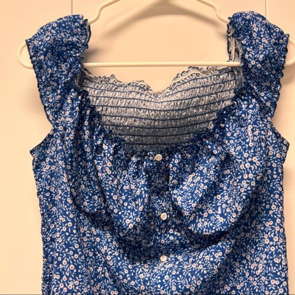 Blue Floral Scrunchy Dress - Picture 2 of 5